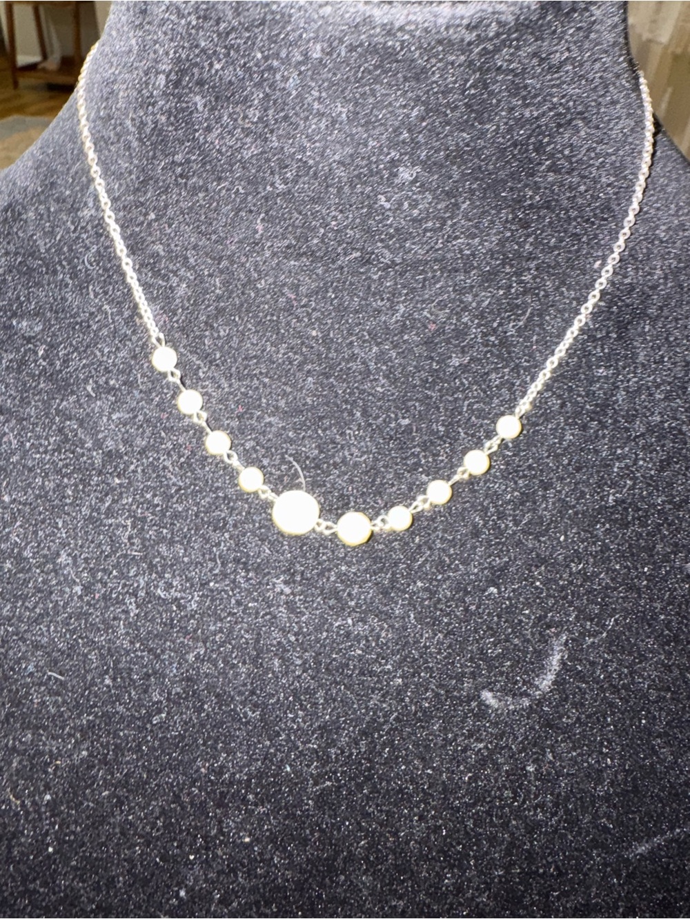 Delicate Silver Dot Station Necklace - Silver